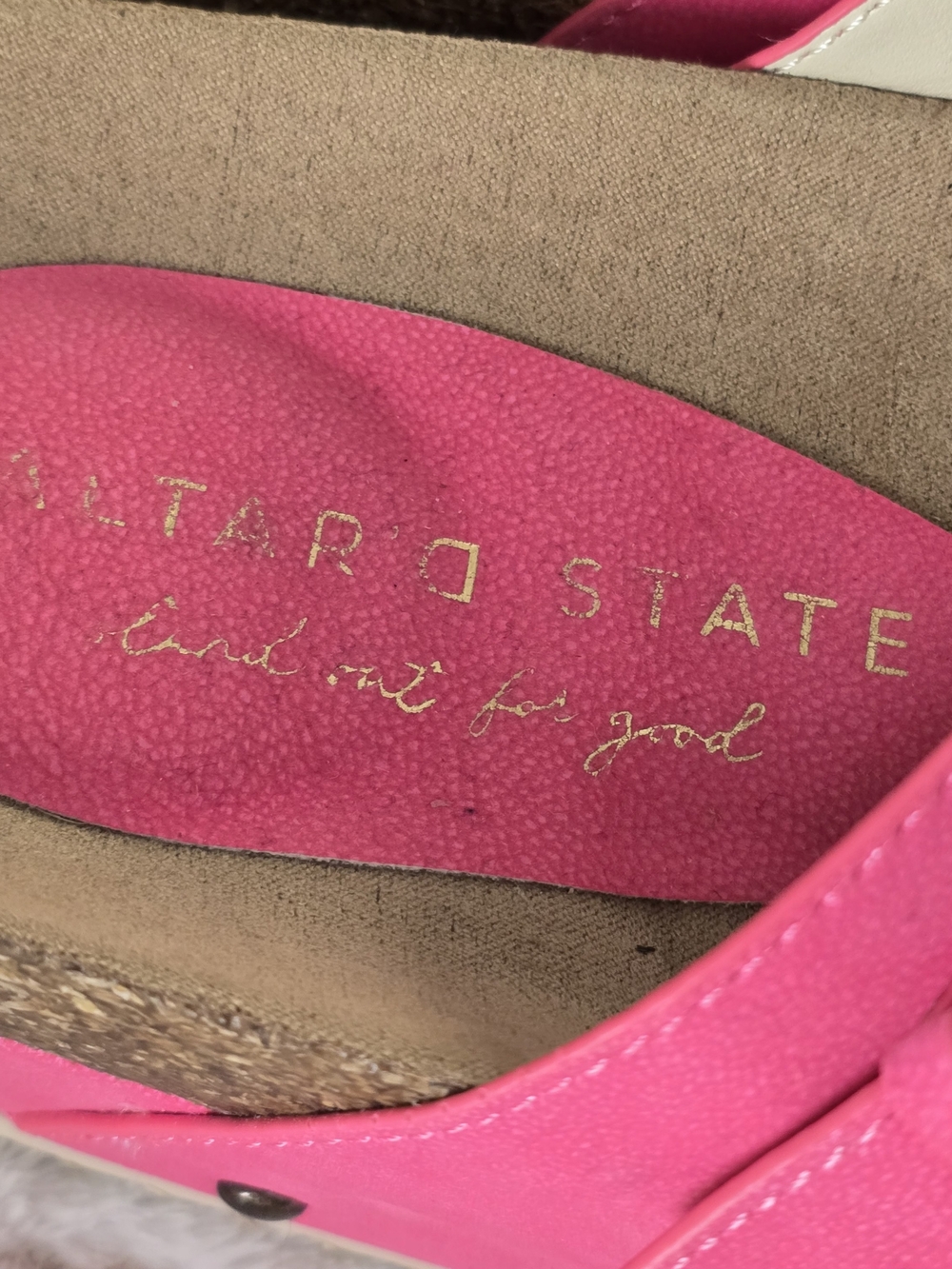 New Altar'd State Pink Double Buckle Cork Slide Sandals Size 8 Platform Chunky - Picture 8 of 13